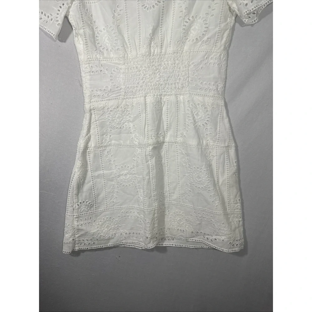 NWT The Kooples [ Size 1 ] Flower Embroidery Button Down Short Dress White #6971
